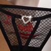 Sexy Plaid Perspective Thong Women's Hot Hollowed-out Embroidered Love Diamond Jewelry Beautiful Buttocks Low Waist Thin Belt Seduction Panties