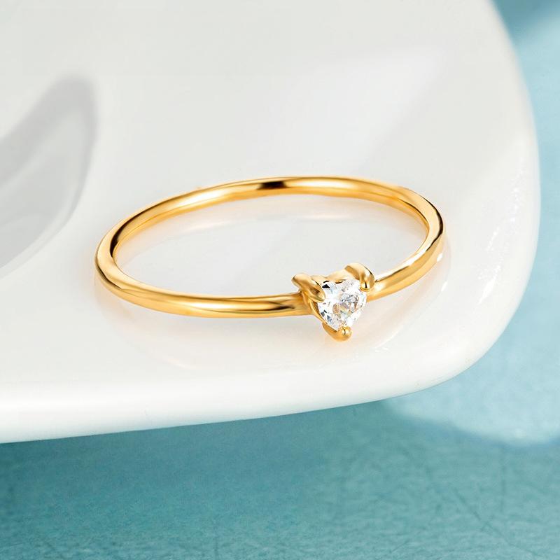 No Fading Love Zirconium Diamond Plain Ring Ring Light Luxury Niche Titanium Steel Thin Ring Japanese and Korean Ins Tail Ring Women