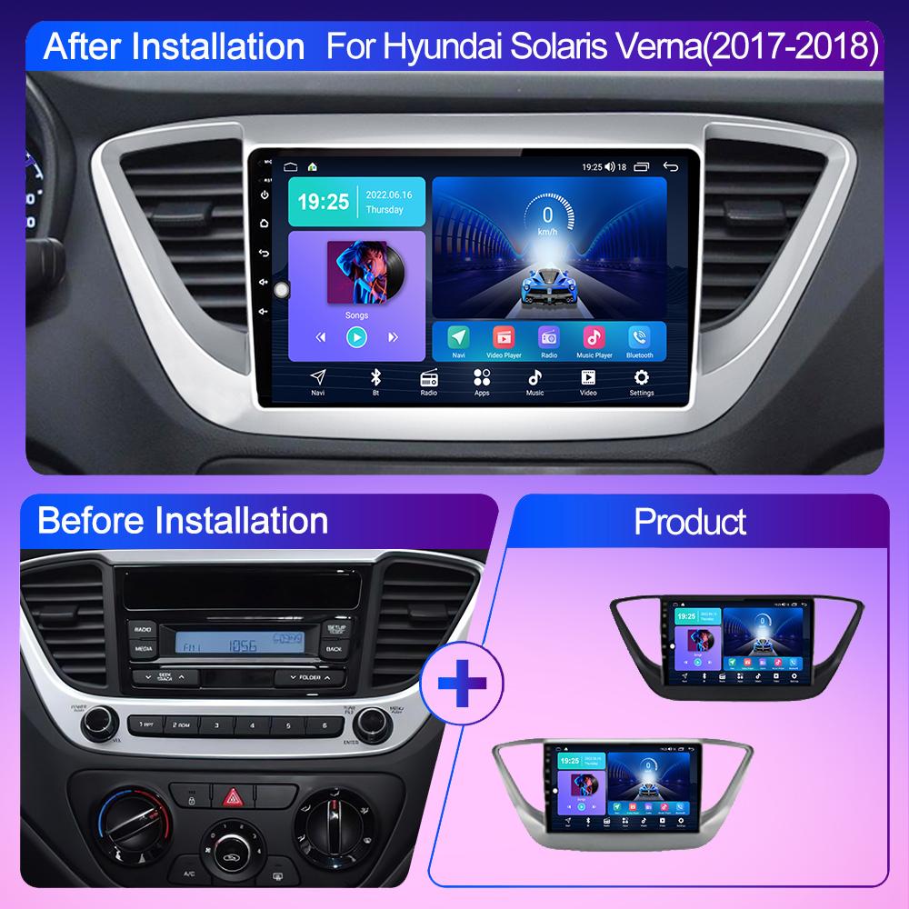 2 DIN Android Carplay Car Radio For Hyundai Solaris 2017-2020 Multimedia Player Head Unit Stereo GPS Navigation BT WIFI 2+32GB
