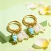 Stainless Steel Vintage Hoop Earrings for Women Natural Stone Drop Dangle Charm Earrings Gold Plated Earring Unique Jewelry Gift