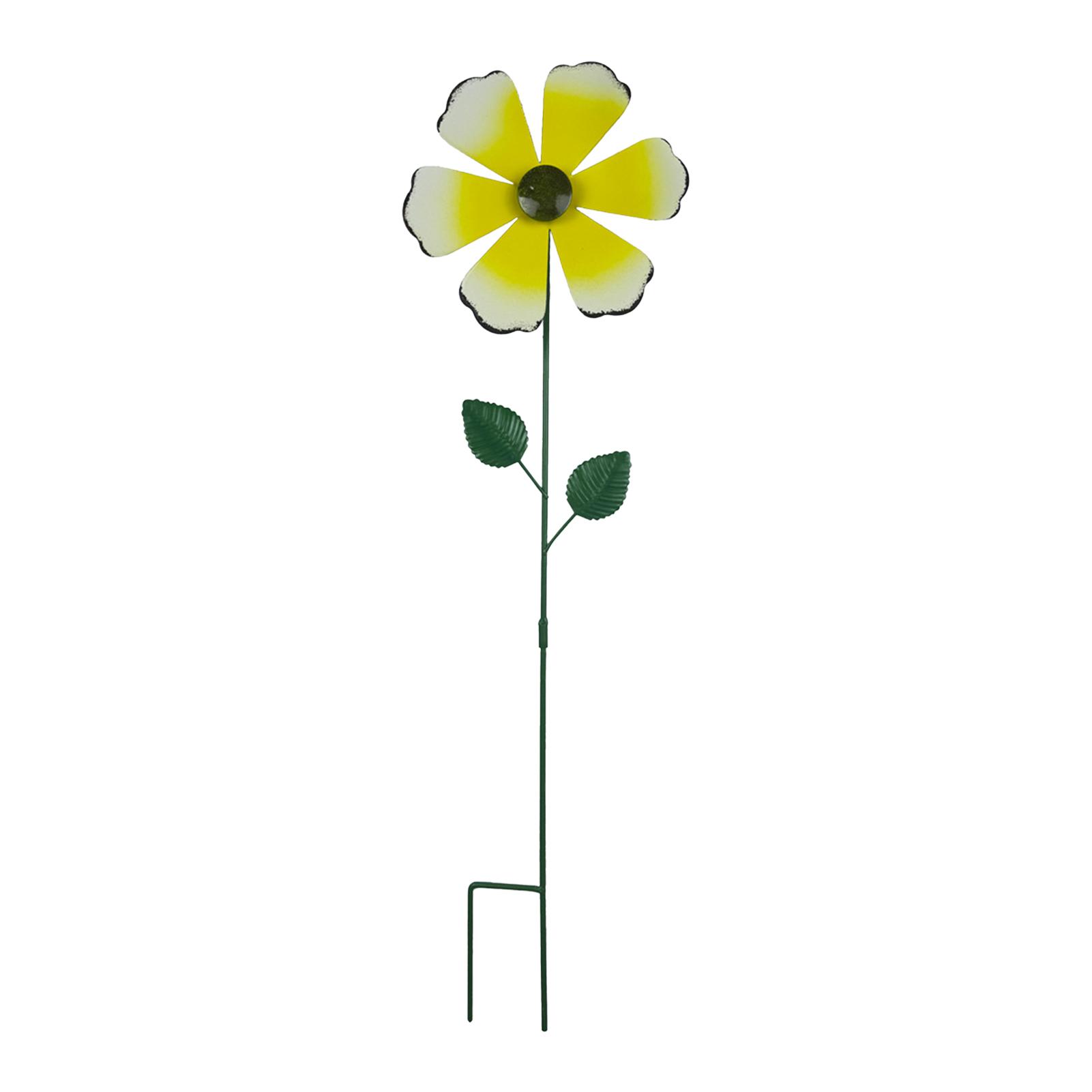 

Flower Windmill Ground Stake Decor Vivid Metal Flower Stakes Petals Swaying for Garden Landscapes Wedding Party Decor жовтий