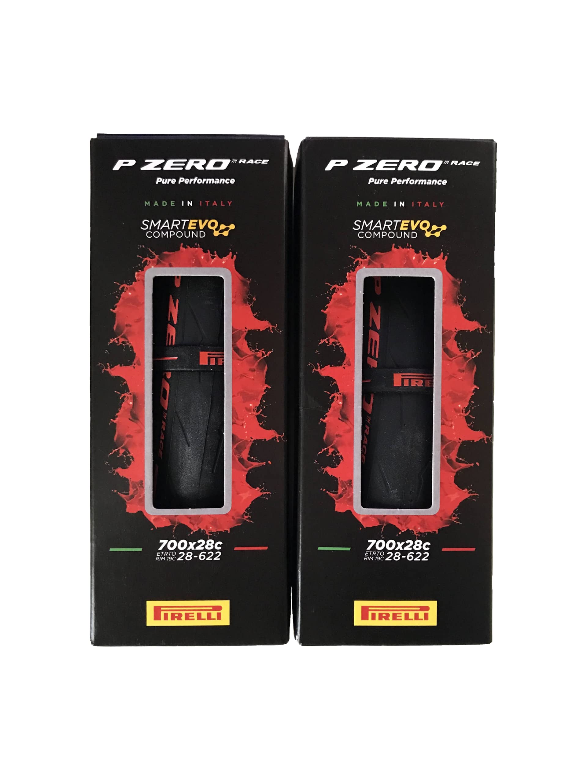 

Set of 2 PIRELLI P ZERO RACE Color Edition Red Label 700x28c ETRTO Rim 19C Clincher Tires (New 28-622) [Used]