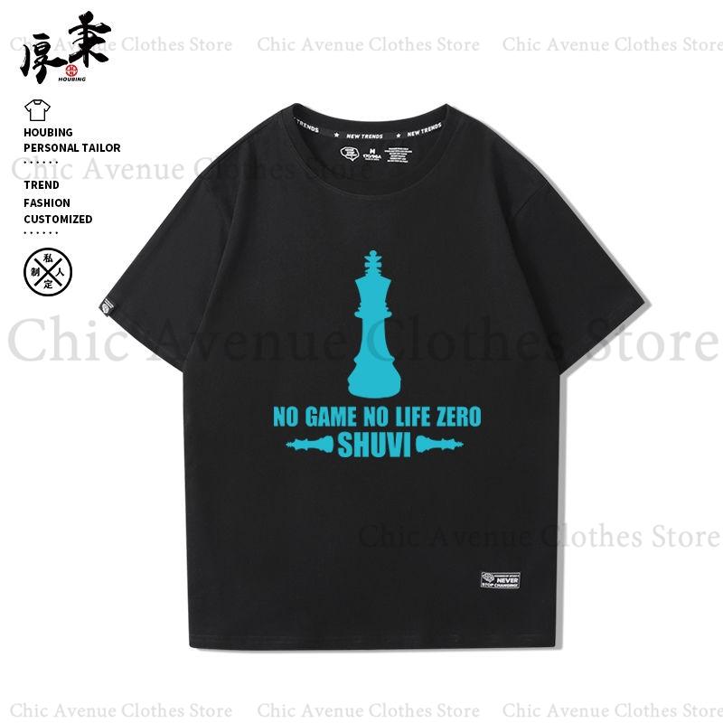 Anime NO GAME NO LIFE Series Print Tshirt for Unisex Women Cotton Tshirt Summer Tops Short Sleeve Tee Daily Clothes Casual T Shirt