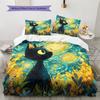 Starry Sky Black Cat  Pattern Bedding Quilt Set Quilt Cover Pillowcase Home Decoration  Gift (1 * Duvet Cover + 2 * Pillowcase, Without Core)