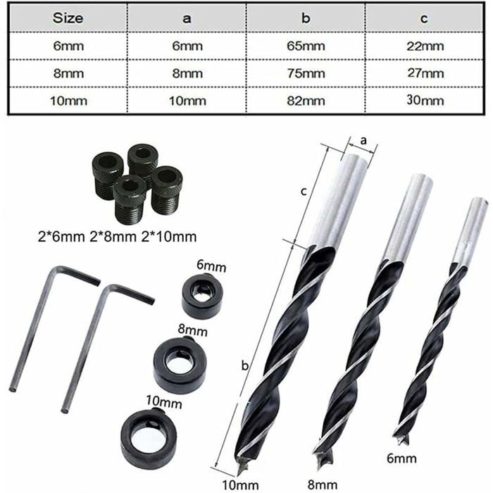 15 Degree Angle Drilling Kit for Wood with Guide Template Bits and 6/8/10 Mm Holes