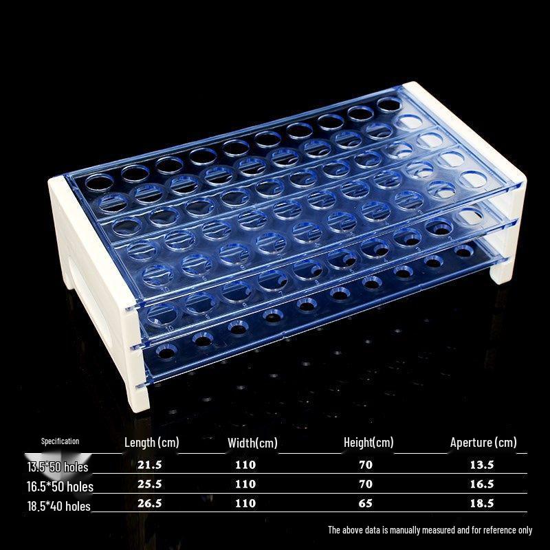 

Plastic Laboratory Test Tube Rack – Holds 50 Tubes (13mm, 16mm) & 40 Tubes (18mm), Blue Centrifuge/Blood Collection Holder. 13mm 50 Holes