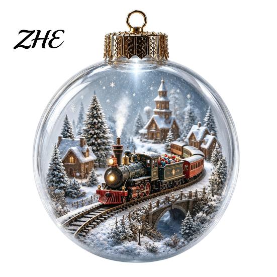 Indoor Party Ambient Lights Light Up Christmas Scene Ball Ornament with Warm LED Glowing Holiday Story for Clear Acrylic Hanging Balls Tree Decor and