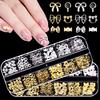 Japanese Bow Strip Box, Gold And Silver Nail Art Rivets, Half A Piece, Round Beads, Small Rice Grains, Butterfly Metal Nail Patch.