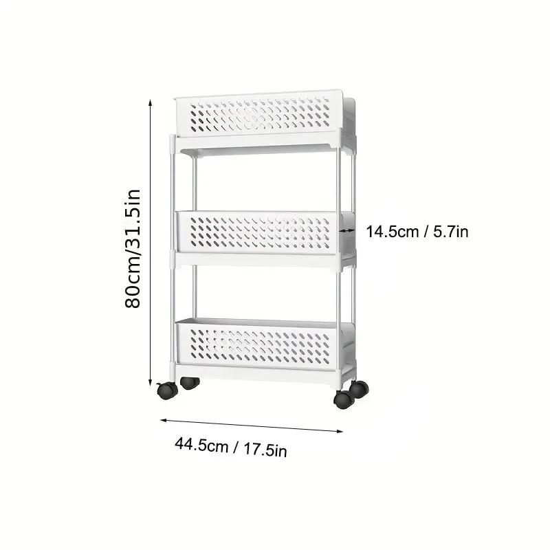 Slidable Slim Storage Cart Pullout Rack for Kitchen Livingroom Bathroom Multi-Tiers Storage Rack Free Combination Space Saving