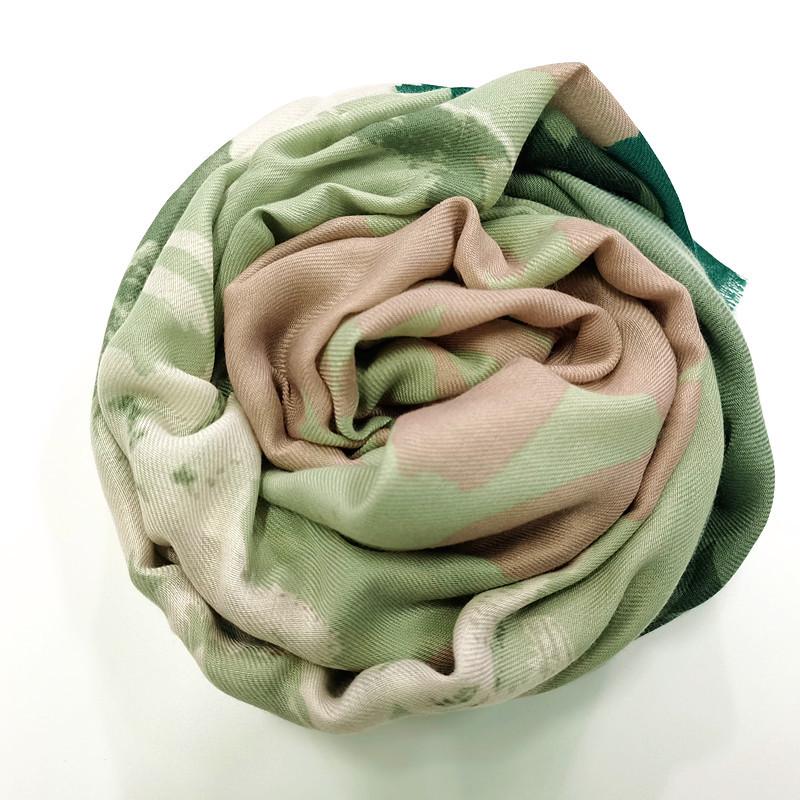 New Floral Patchwork Scarf - Twill Polyester Yarn, Screen Printed with Tassels