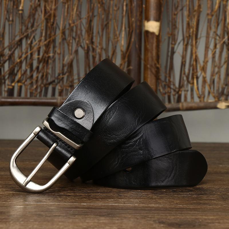 Pásek Pánská kožená spona z hověziny Hovězí kůže Trendy Džíny korejského stylu Nový ležérní skládaný pásek pro mladé muže
