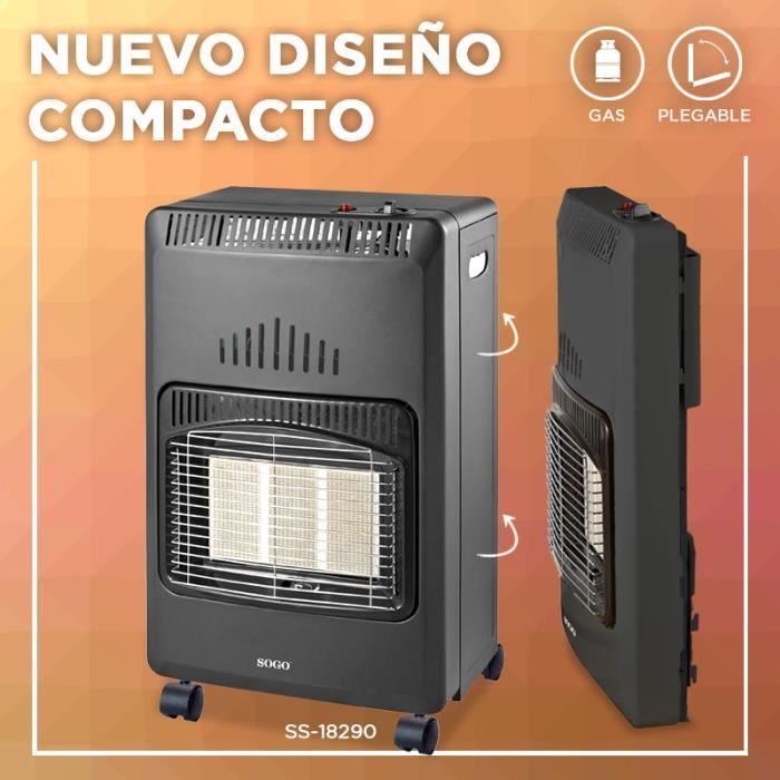 SOGO - Chauffage a GAZ butane intérieur, POÊLE CÉRAMIQUE 4200W, Chauffage d’appoint, 3 puissances