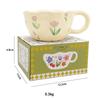 Hand-Pinched Korean Ceramic Mug for Coffee, Milk, Juice, or Breakfast with Floral Design