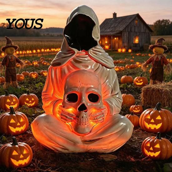 Exquisite Halloween Light for Display Skull Light, Spooky Gothic Style Ornament, Waterproof Decorative Handmade Sculpture Meditation Indoor Tabletops
