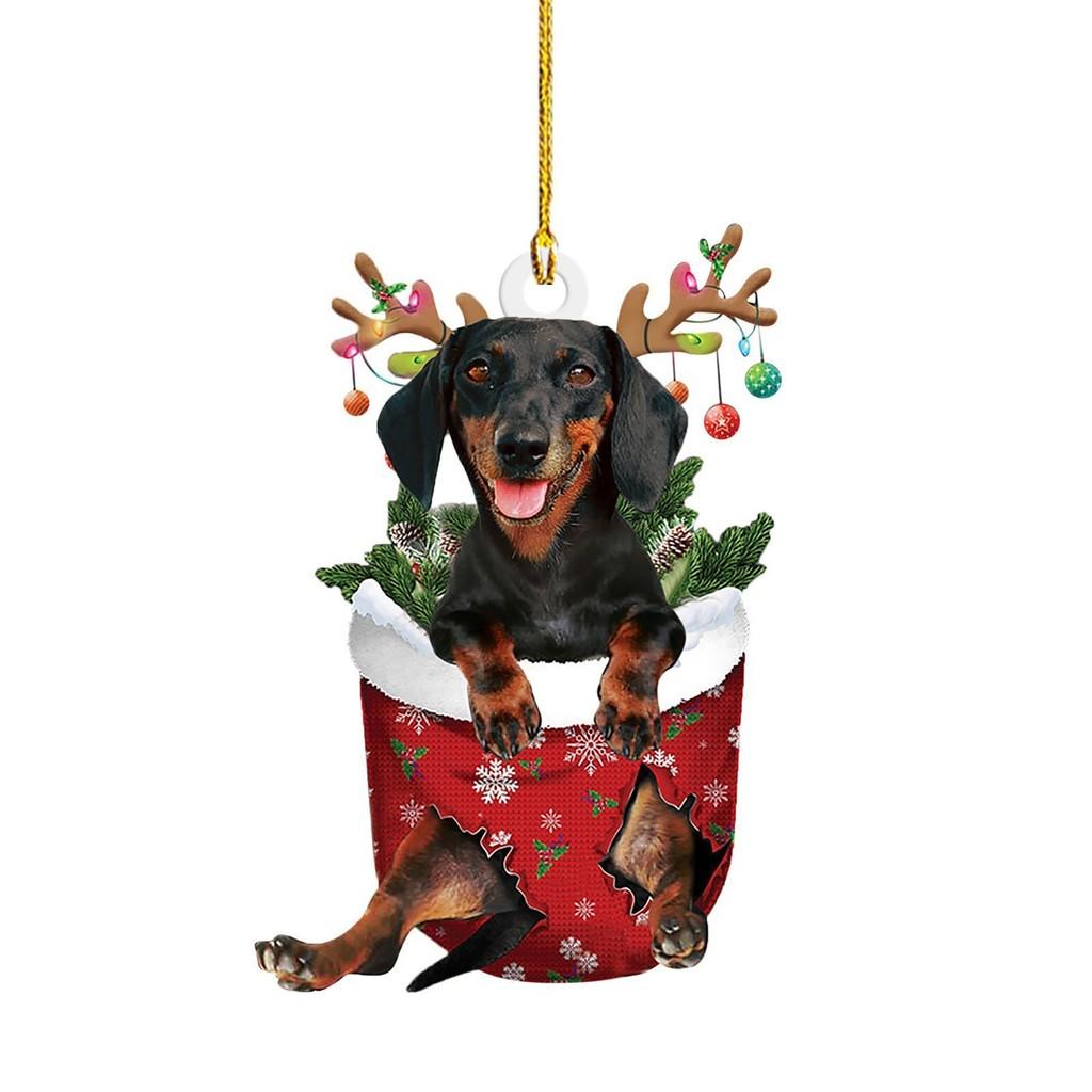 Adorable 2023 New Christmas Dachshund Series Tree Ornament For Home And Car Decor