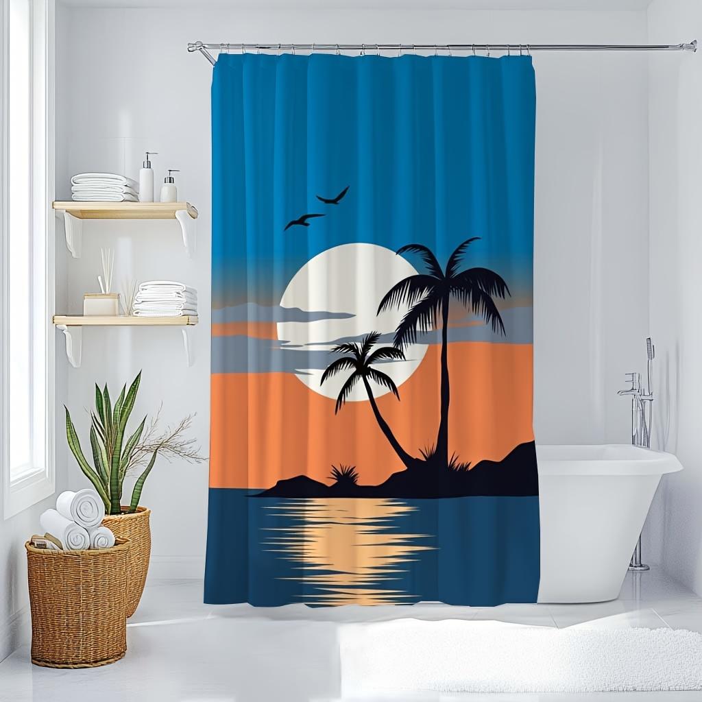 

Moonlight Lake Digital Art Shower Curtain – Reversible Polyester With Hooks For Calm & Elegant Bathroom Decor W60H190(CM)-1 Pcs
