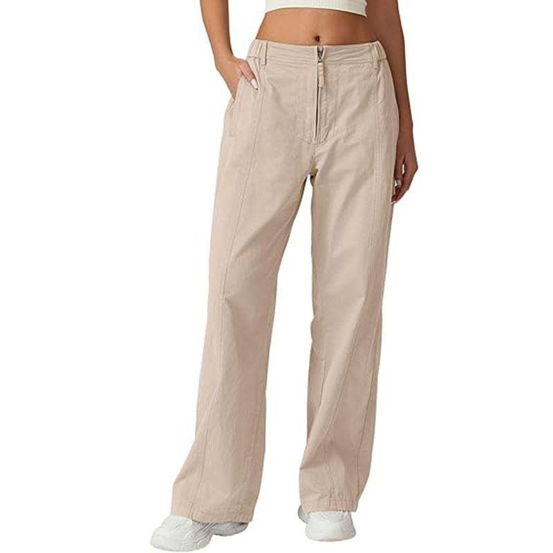 Womens High Waist Loose Straight Leg Casual Street Style Pocket Pants