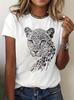 Leopard Print Short Sleeve Tee Realistic Style Casual Summer Top Lightweight Comfortable Versatile for Women Travel Commute