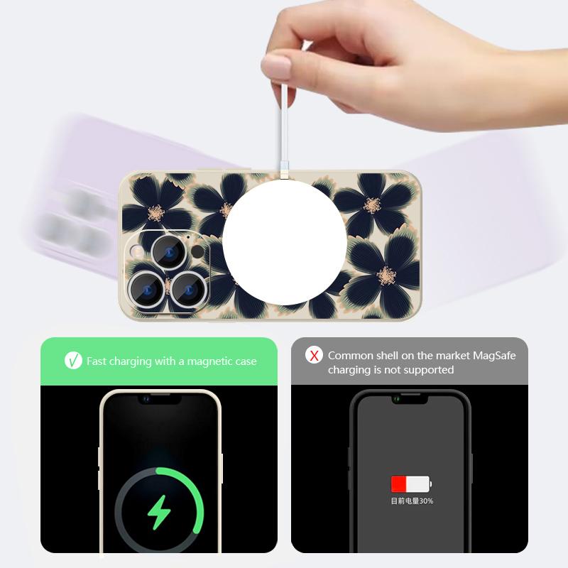 For iPhone 17 Pro Max Case Cartoon Daisies Flowers Pattern Magnetic For Magsafe Soft Cover For iPhone 16 15 14 13 Pro Max 17E 16E