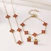 Zircon Clover Jewelry Set Luxury Fashion Women Daily Wear