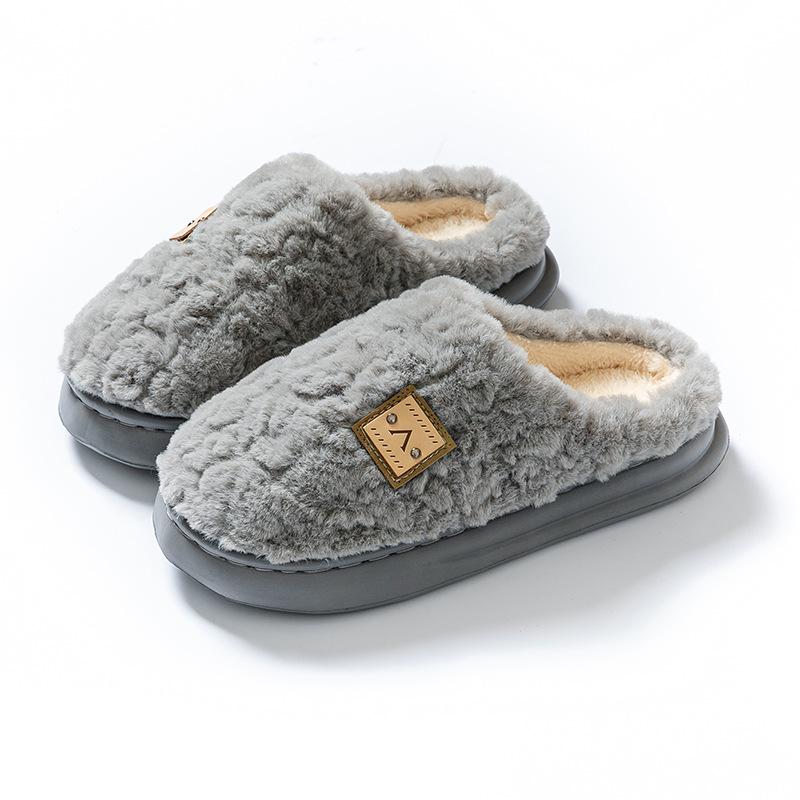Cotton Slippers Autumn and Winter Bag Head Warm Plush Thickened Soft Sole Lightweight Soft Couple Home Shoes