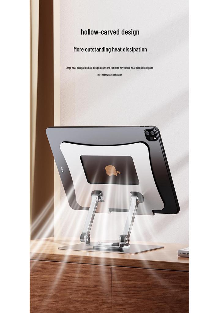 360° Rotating Metal iPad Stand for Desktop - Adjustable Height for Painting, Gaming, and Learning