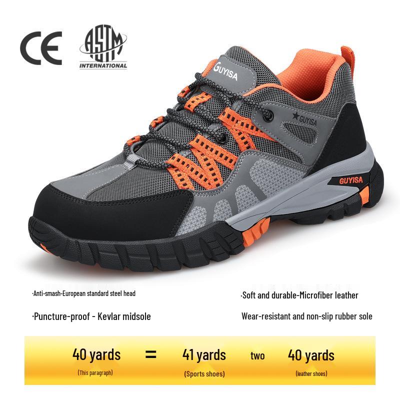 Men's Safety Work Shoes, Anti-Smash, Puncture-Resistant, Non-Slip, Wear-Resistant, Lightweight Rubber Soles