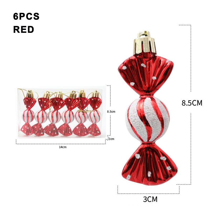6 ks Vánoční červená a barevná barva Cukroví Závěsná dekorace Vánoční stromek Party dekorace Domácí festivalové ozdoby Cukrovinkové přívěsky