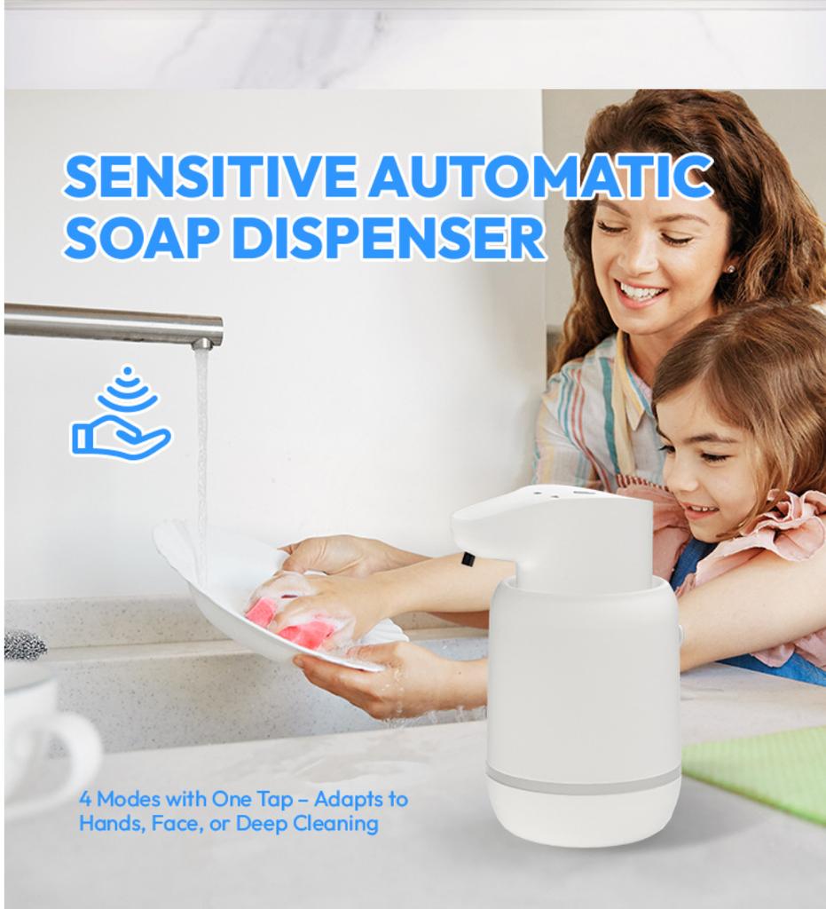 Automatic Foam Soap Dispenser Touchless Foaming Soap Dispenser USB Rechargeable Electric 4 Level Adjustable Liquid Dispenser