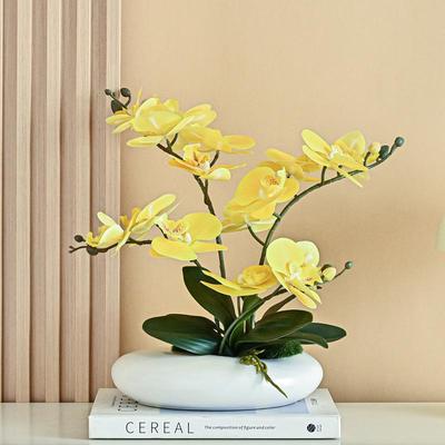 Vazolu Yemek Masası için Gerçekçi Phalaenopsis Yapay Çiçek Masa Ortası