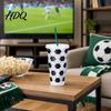 Stable Base Cup Soccer Plastic with Straw Football Shaped Cold Drink Tumbler Family Game Viewing 710ml Capacity Reusable Soda for Day Fan
