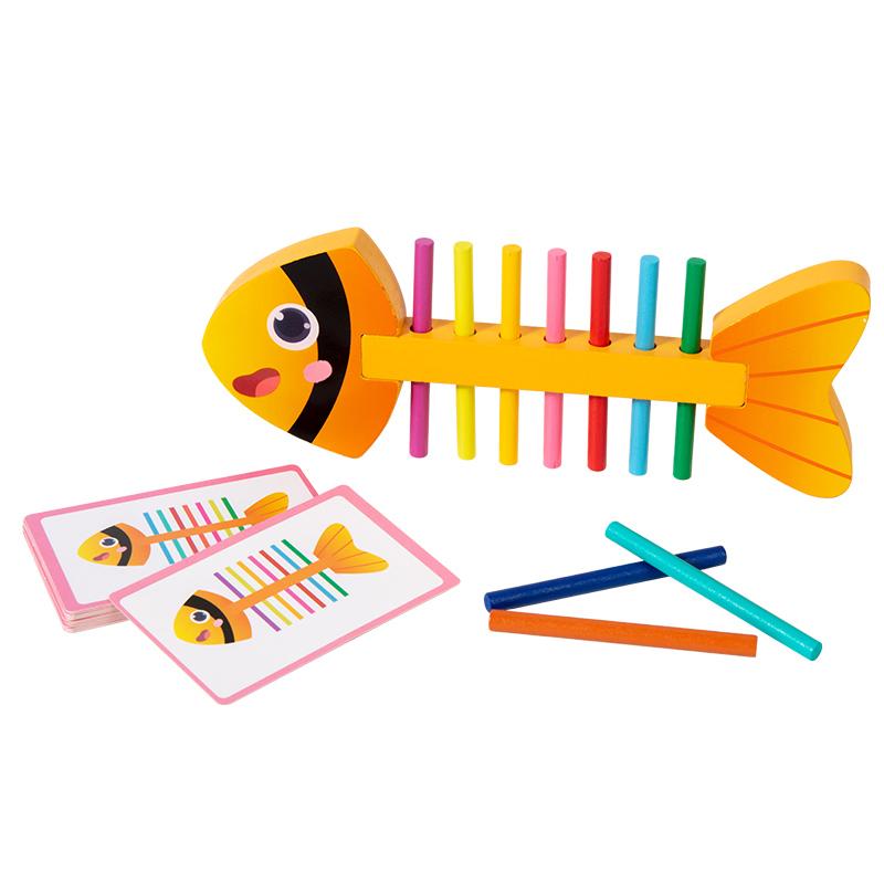 

Wooden Montessori Color Matching Game Fish Stick for Toddlers Fine Motor Skills Training Puzzle Toy Early Education Develop