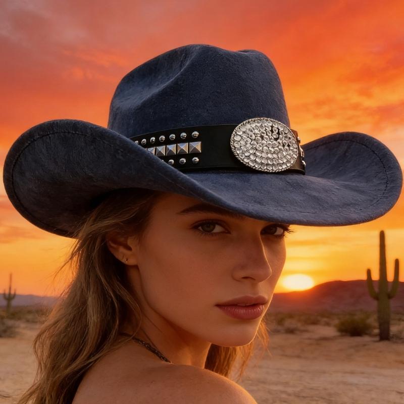 Sueded Cowboy Cap with Wide Brims for Women Men Enhancing Durability Comfort Wear for Music Festival Party Essential