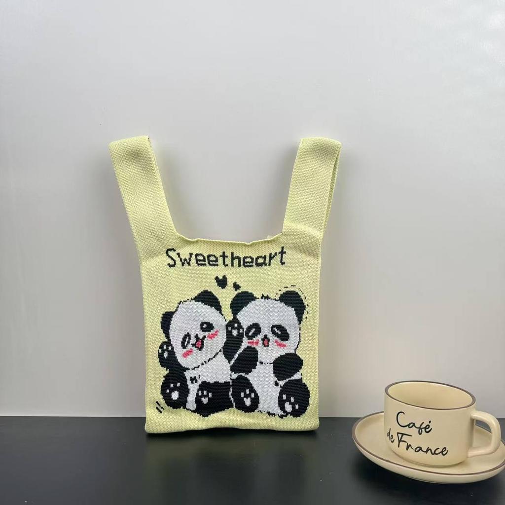 Knitted bag female animal tote bag cute souvenir snack bag versatile vest bag bucket woven gift bag