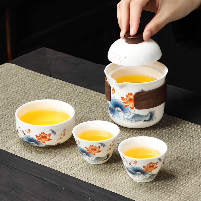 Chinese Ceramic Portable Travel Tea Set