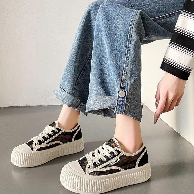 

Кроссовки на толстой подошве, сетчатые, летние, новые, универсальные, студенческие, с полым верхом из парусины, сетчатые, дышащие, белые 40