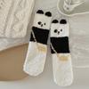 1/5 Pairs Sleeping Socks Cartoon Panda Design Thickened Coral Velvet Warm Winter Socks Mid-Tube Floor Socks