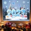 Decorative Glass Stickers 2027 Christmas Winter Window Cling, Static Sticker with Snowman, PVC Tree, Snowfalke, Removable Waterproof Door Decal Decals