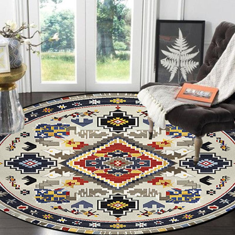 American Retro Round Lving Room Carpet Large Bedroom Decor Sofa Mat Non-slip Cloakroom Lounge Rug Washable Hanging Chair Rug