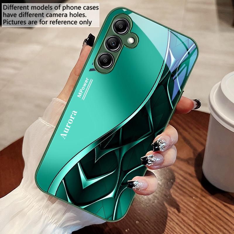 

Flowing Golden Triangle For Samsung Galaxy A14 4G 20 30 52 20S 21S 22 32 33 34 42 50 51 53 54 70 71 72 73 5G Glass Phone Case For Samsung A73 5G
