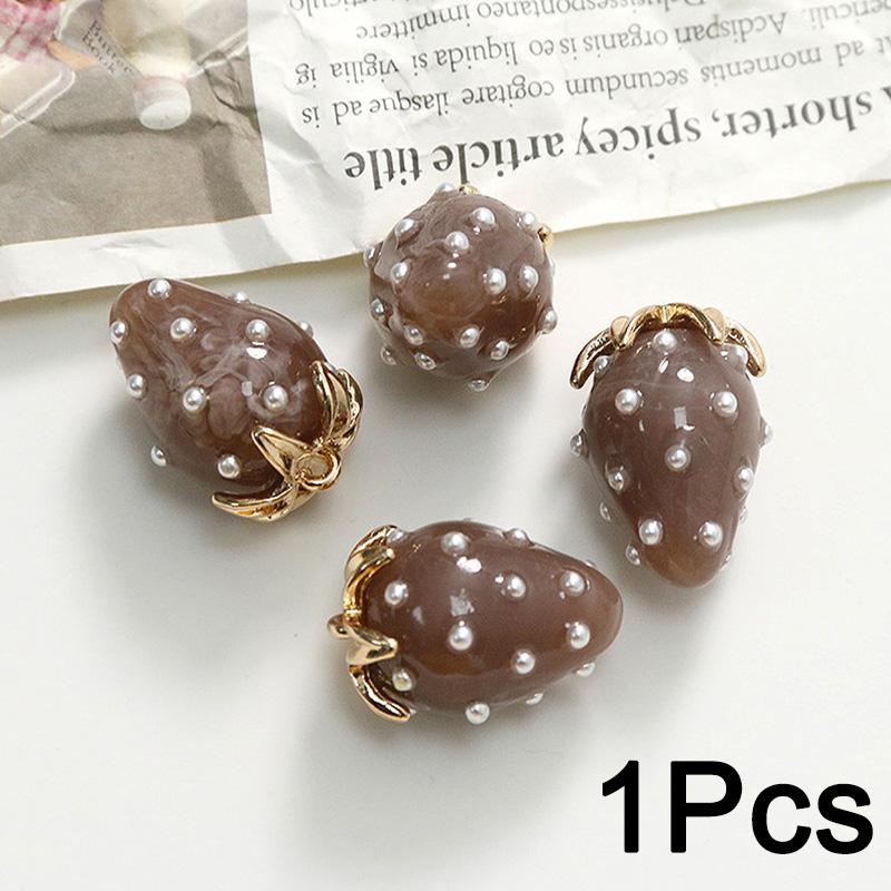 

1 шт. красочные блестящие подвески из смолы, ювелирные аксессуары, 3D серьги с клубникой, модные DIY, большой размер 1Pc