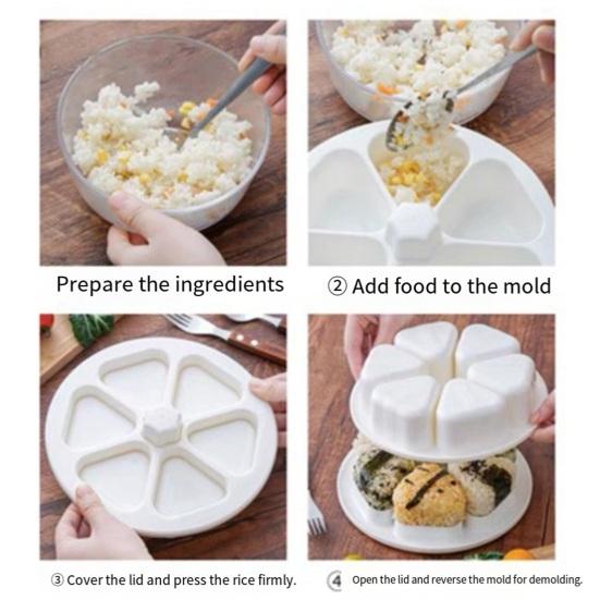 Stampo per Onigiri Triangolare 6 in 1, Stampo per Palline di Riso per Sushi di Grado Alimentare, Stampo Fai-da-te Antiaderente per Riso per Pranzo Bento, Utensile da Cucina Lavabile in Lavastoviglie