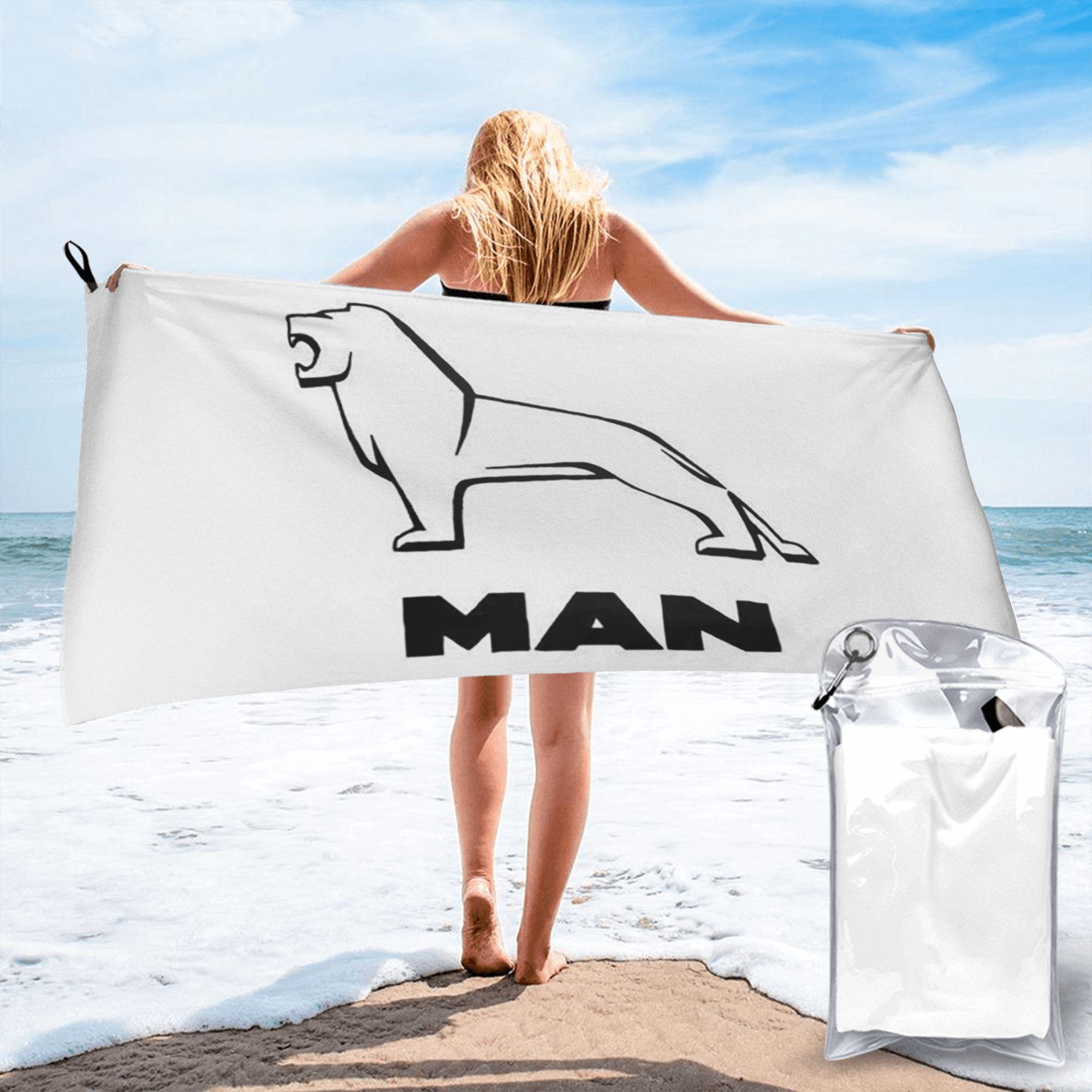 

Man Truck Bus Dual-use Logo Beach Towel Soft Microfiber Quick Dry Absorbent Quick Towels For Pool W30*H60(CM)