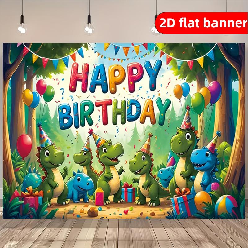 1 Piece of Birthday Party Background Decoration Banner with Cute Dinosaur Pattern, Suitable for Courtyard and Corridor Scenes