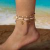 Vintage Gold Color Starfish Sea Shell Metal Chain Anklet Set for Women Beach Party Adjustable Ankle Bracelet on Foot Jewelry