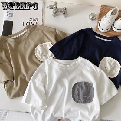 Summer Boy Children Patch Hip Hop Short Sleeves T-shirt Girl Baby Loose Casual Tops Kid Cotton Tees Fashion Toddler Clothes