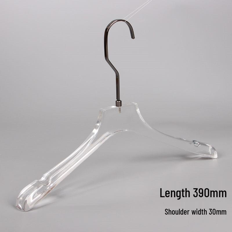 Acrylic Transparent Hangers with Black and Gunmetal Hooks for Women's and Men's Clothing