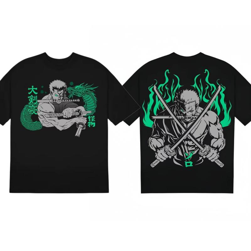 

One Piece Roronoa Zoro TShirt Men Women Samurai Dragon 100 Cotton Anime Graphic Tee Oversized Streetwear Short Sleeve S