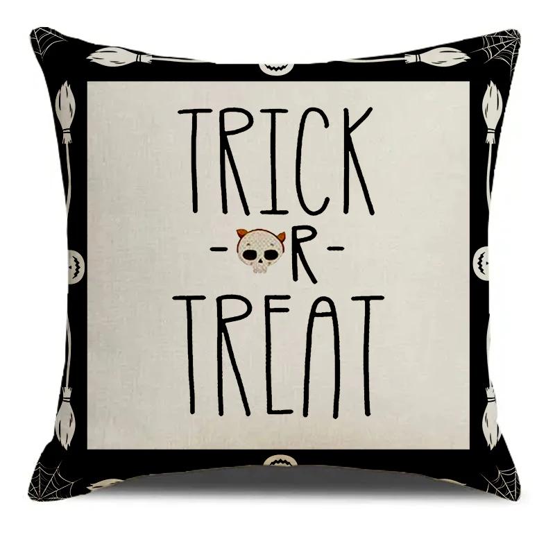 Happy Halloween Dwarf Ghost Pattern Printed Soft Square Pillowslip  Blend Cushion Cover Pillowcase Living Room Home Decor