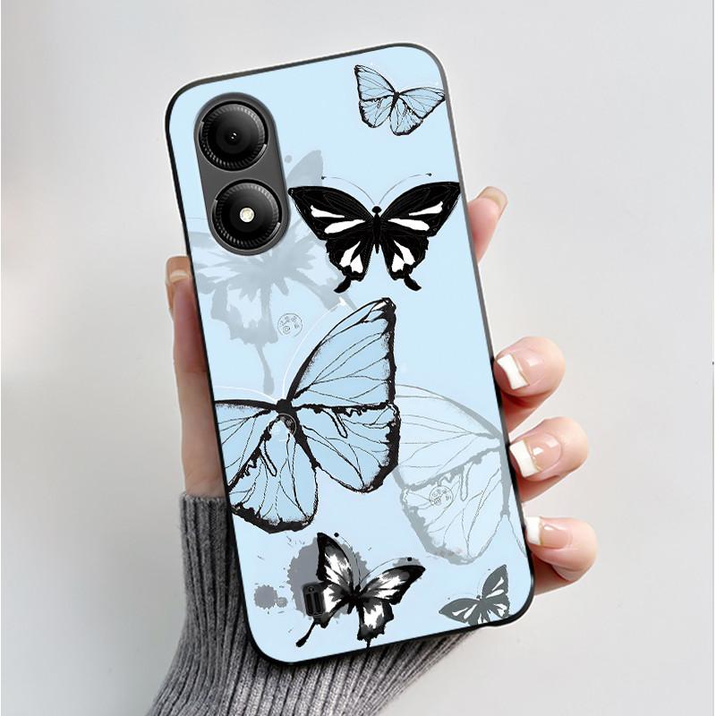 Custodia con Stampa per ZTE Blade A33S A34 Guscio Nero in Morbido Silicone per ZTE Blade A31 Plus Custodia Carina con Fiori e Cartoni Animati